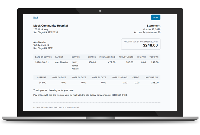 RCM Hub patient statement